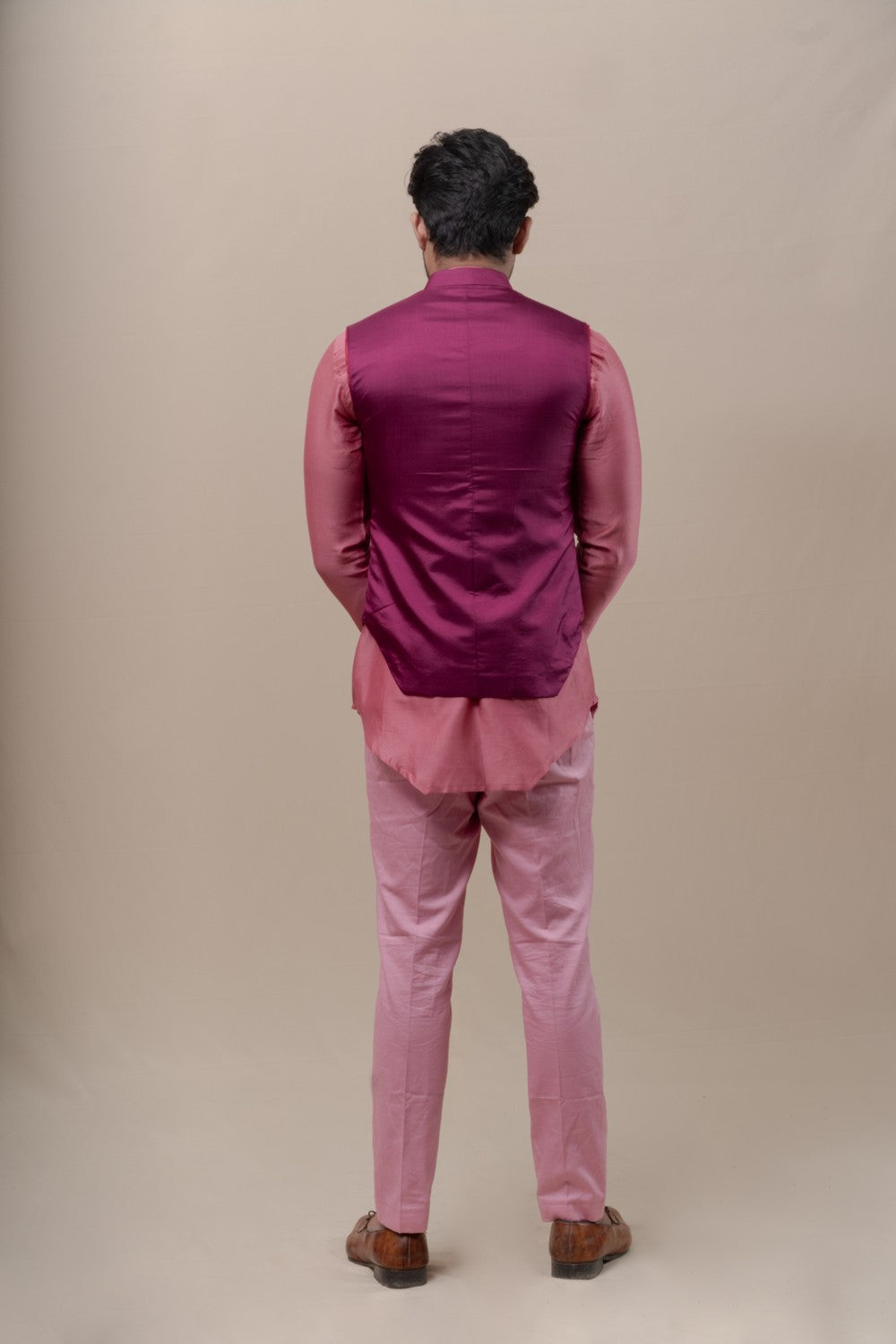 pink kurta with jacket