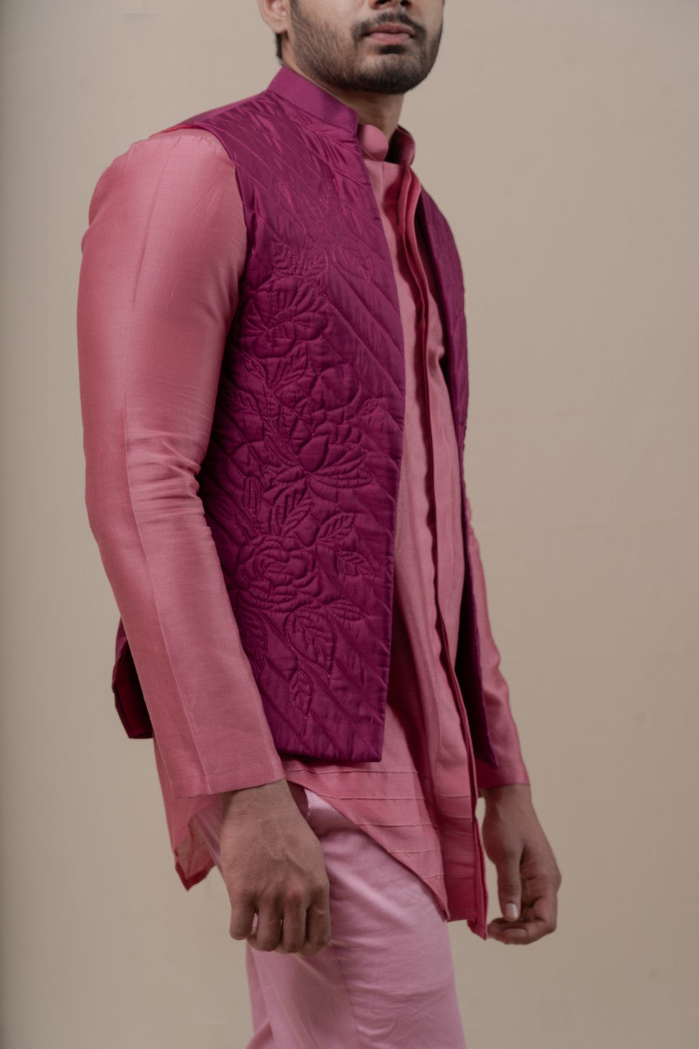 pink kurta with jacket