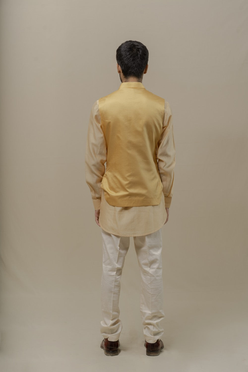 cream kurta with jacket