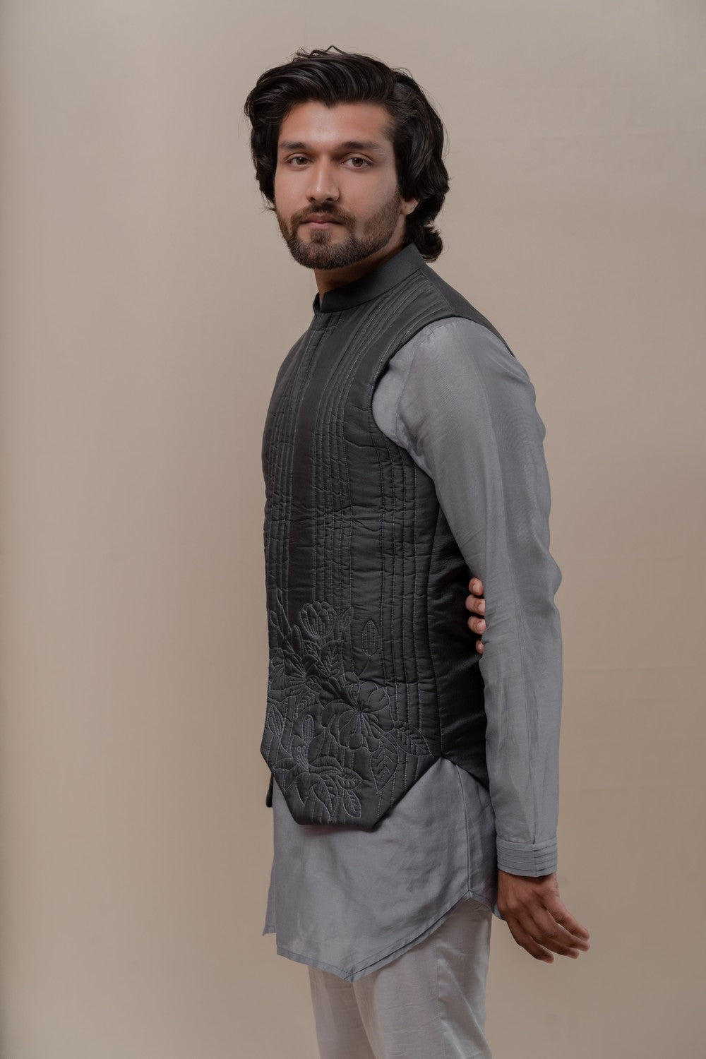 grey kurta with jacket