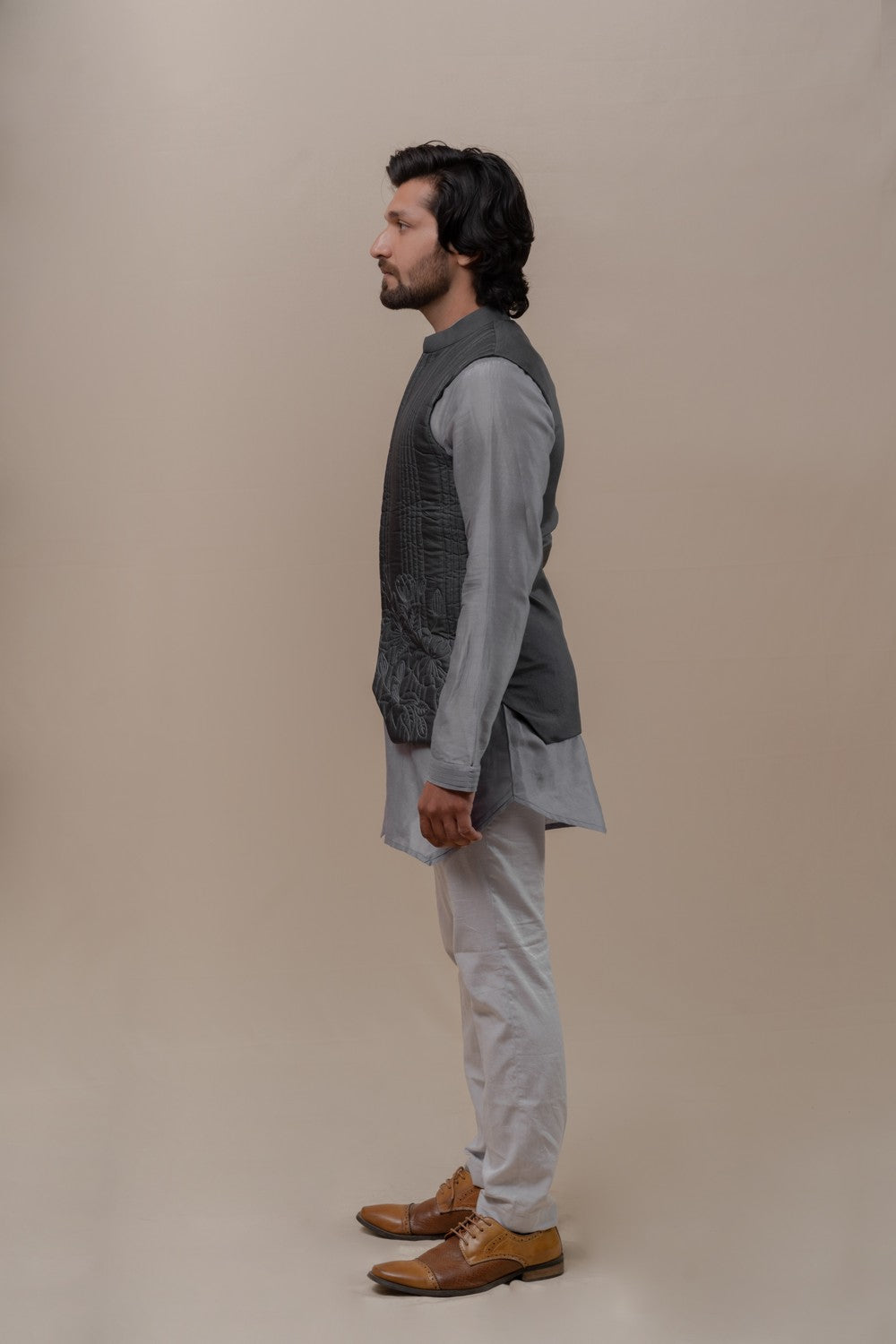 grey kurta with jacket