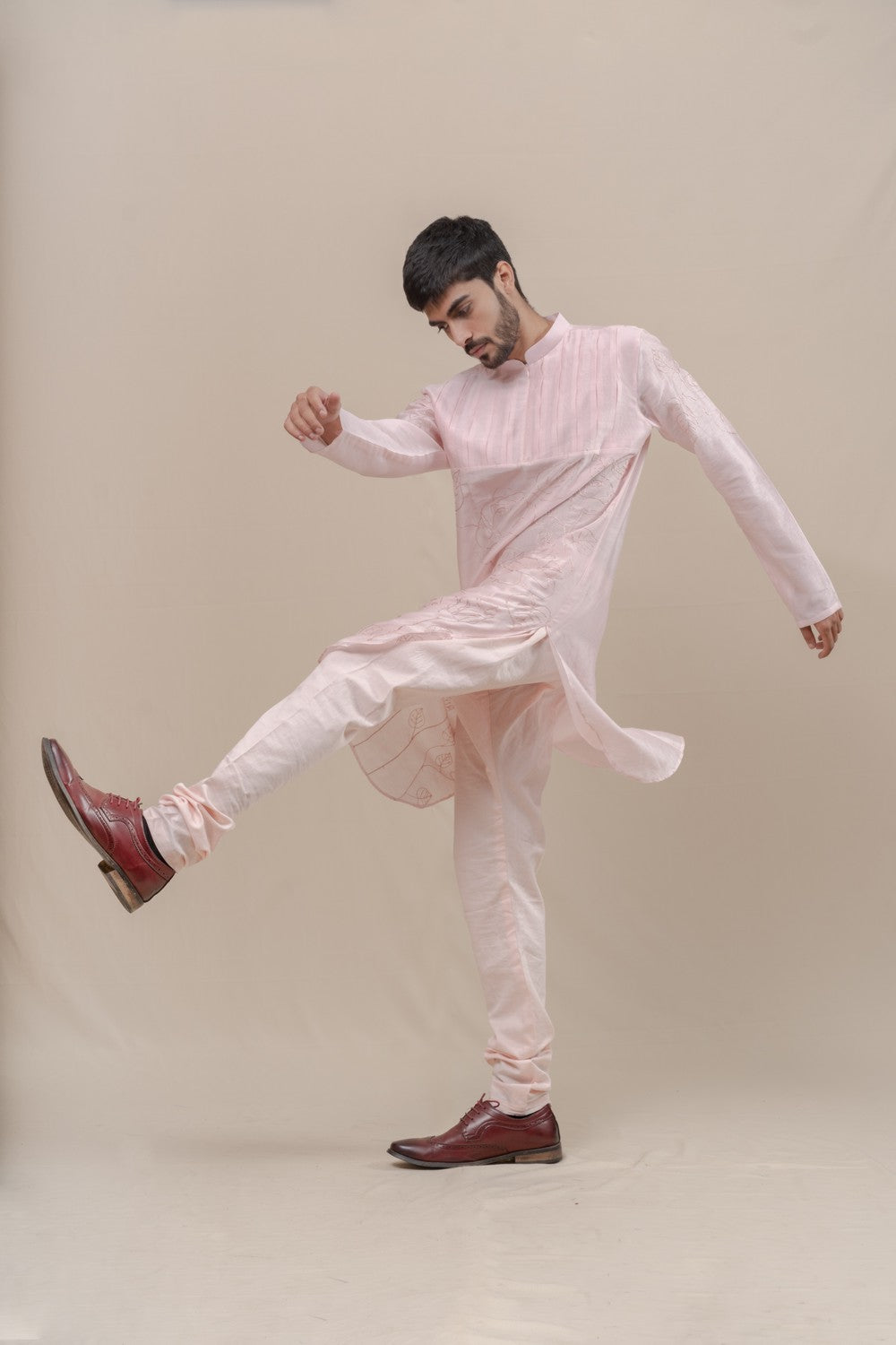 pink embroidered kurta