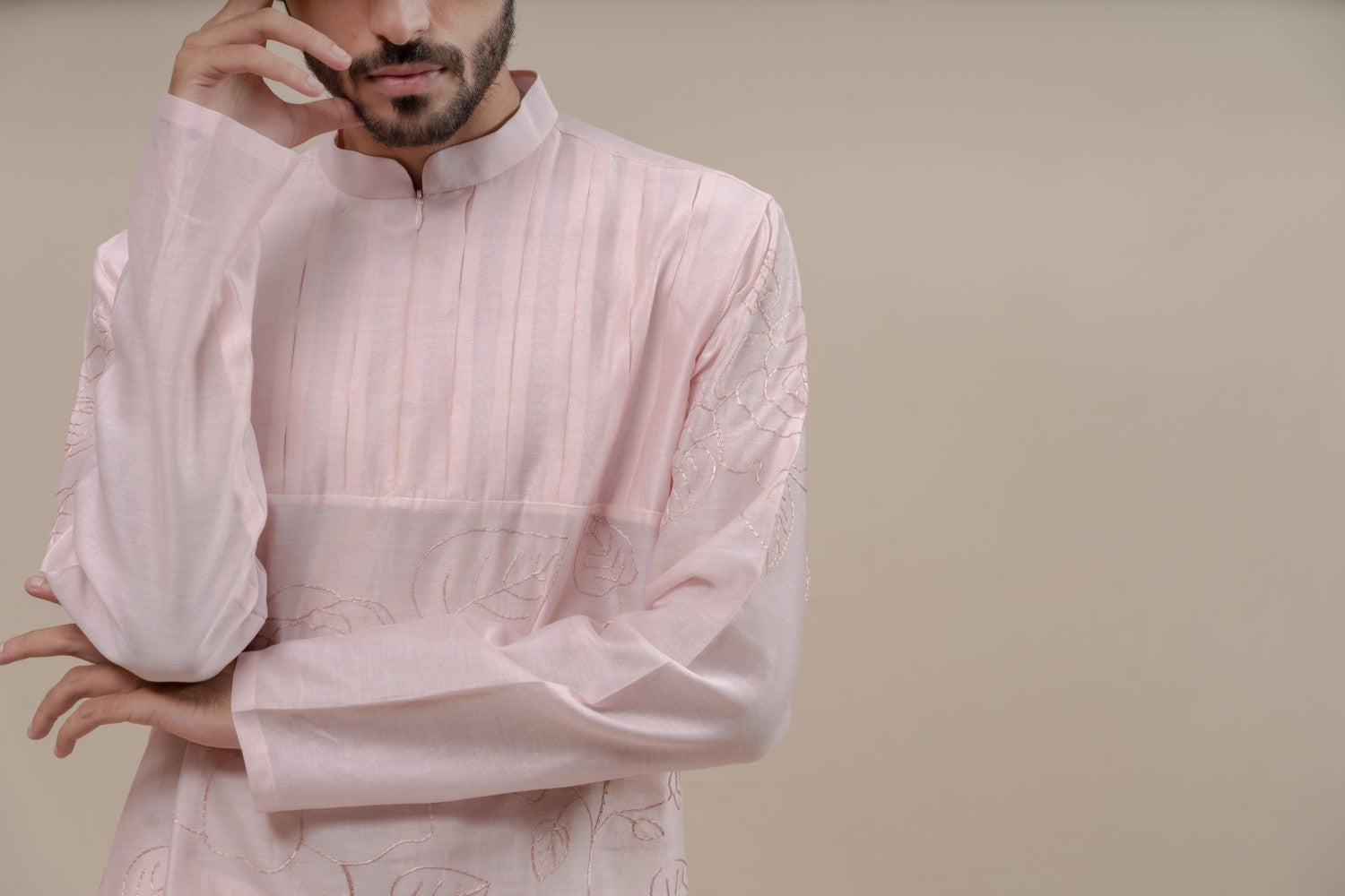 pink embroidered kurta