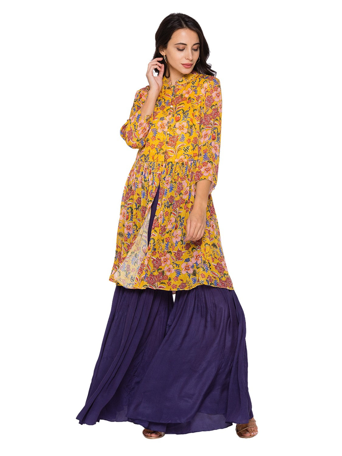 Printed top with sharara pants