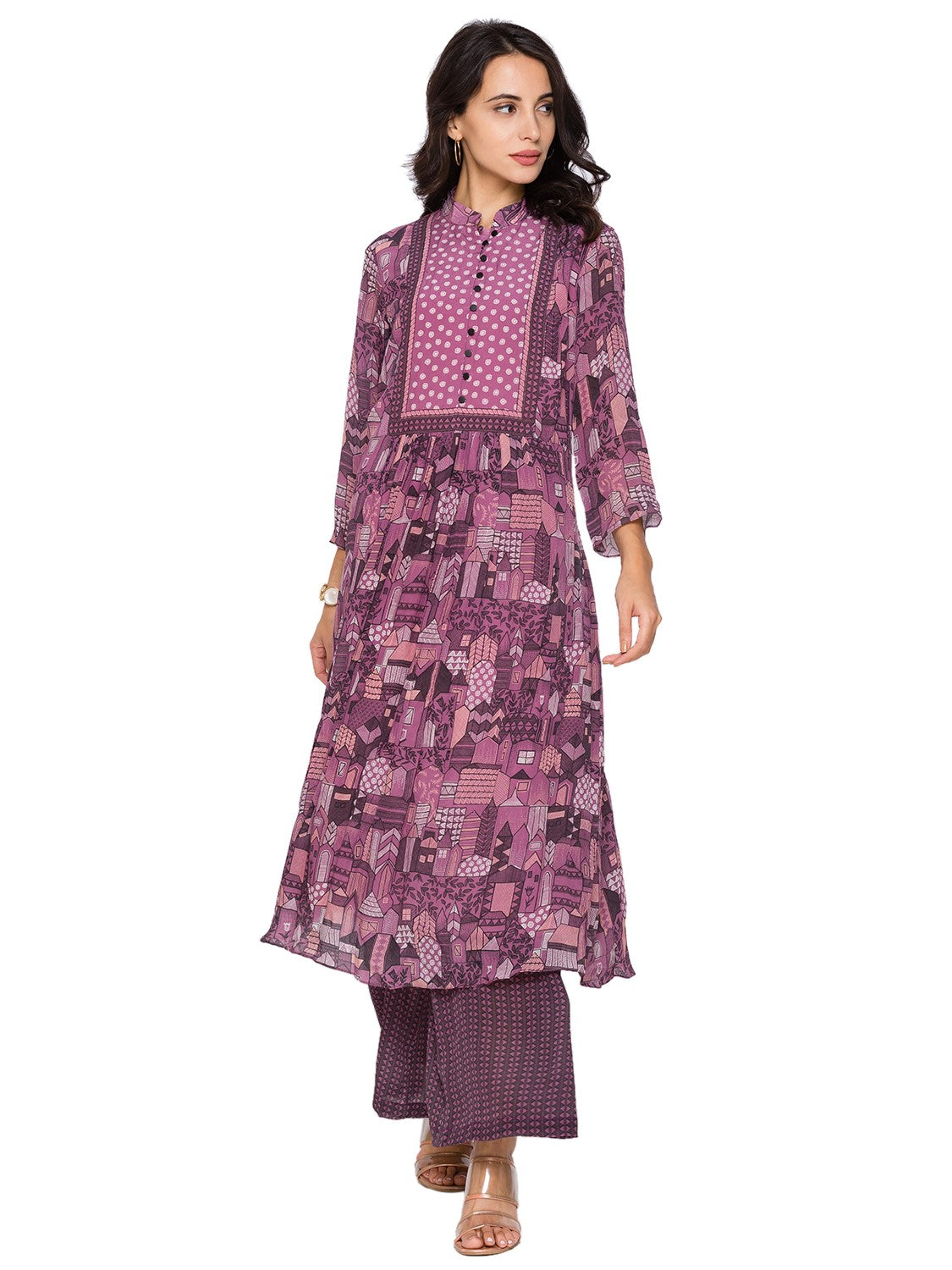 printed kurta with plazzo pants