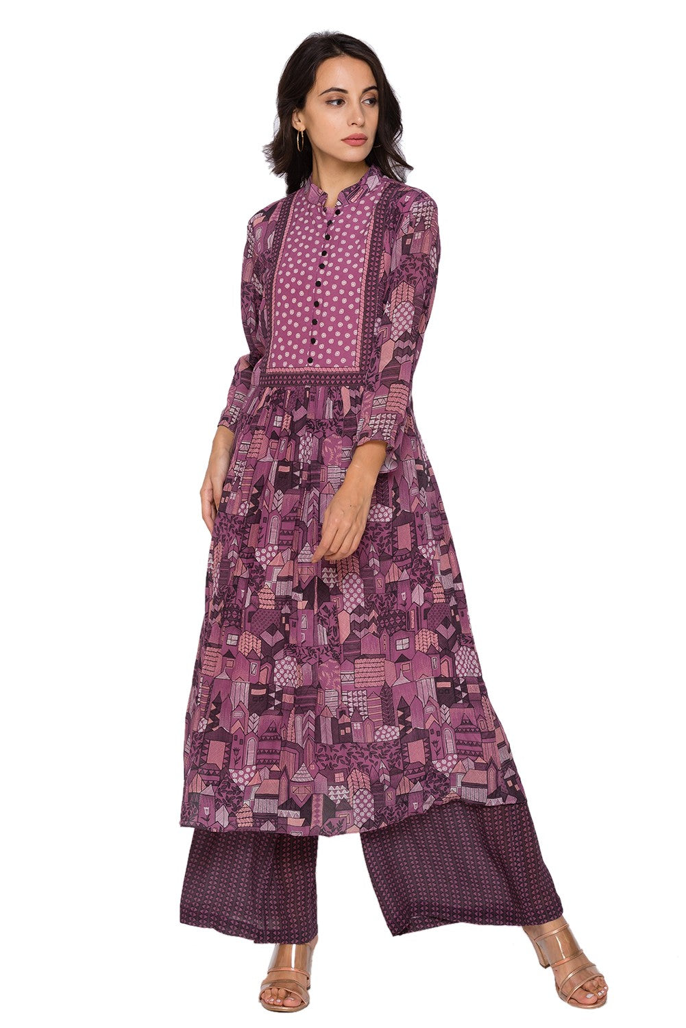 printed kurta with plazzo pants