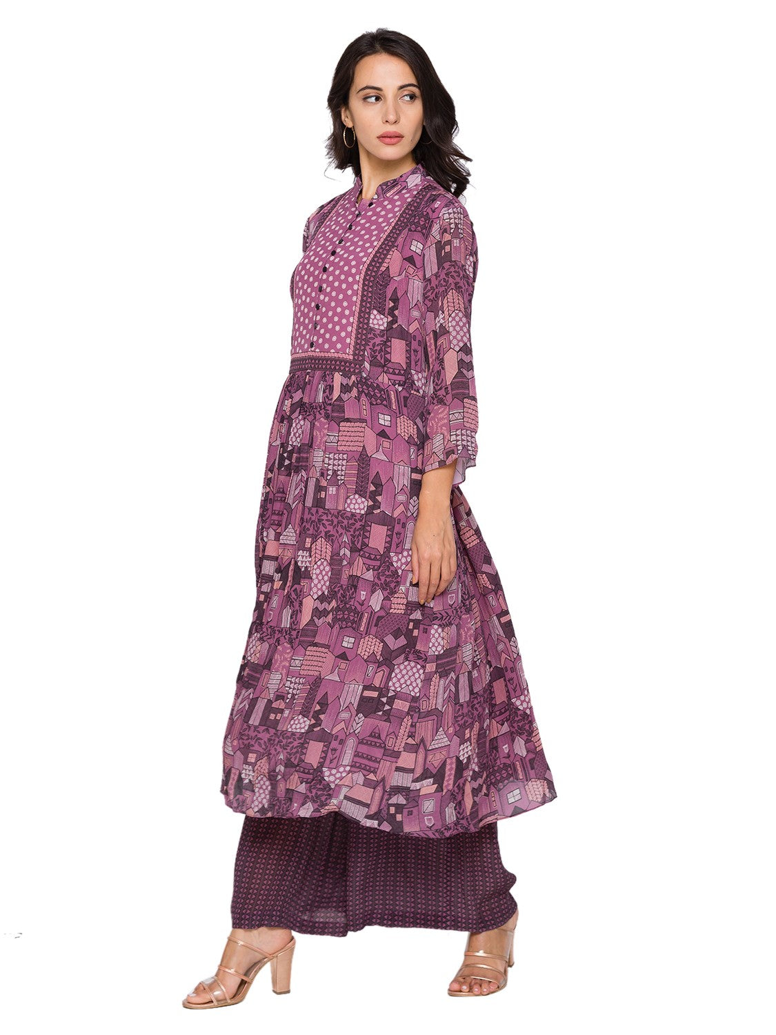 printed kurta with plazzo pants