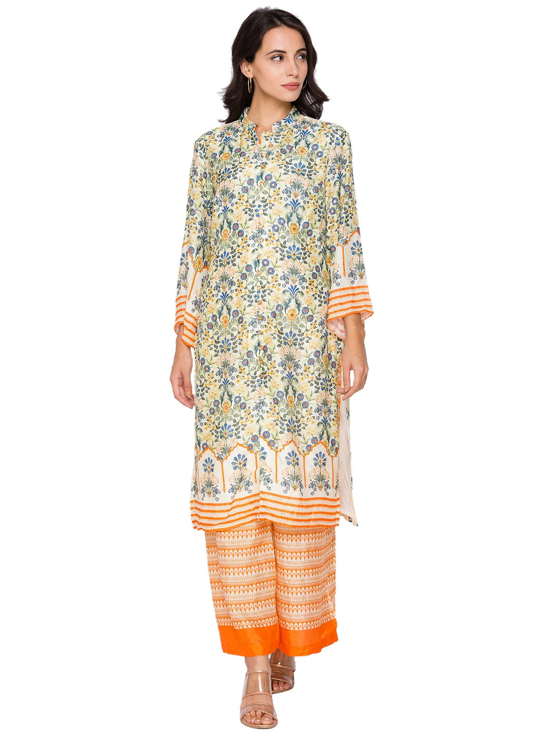 Printed kurta with plazzo pants