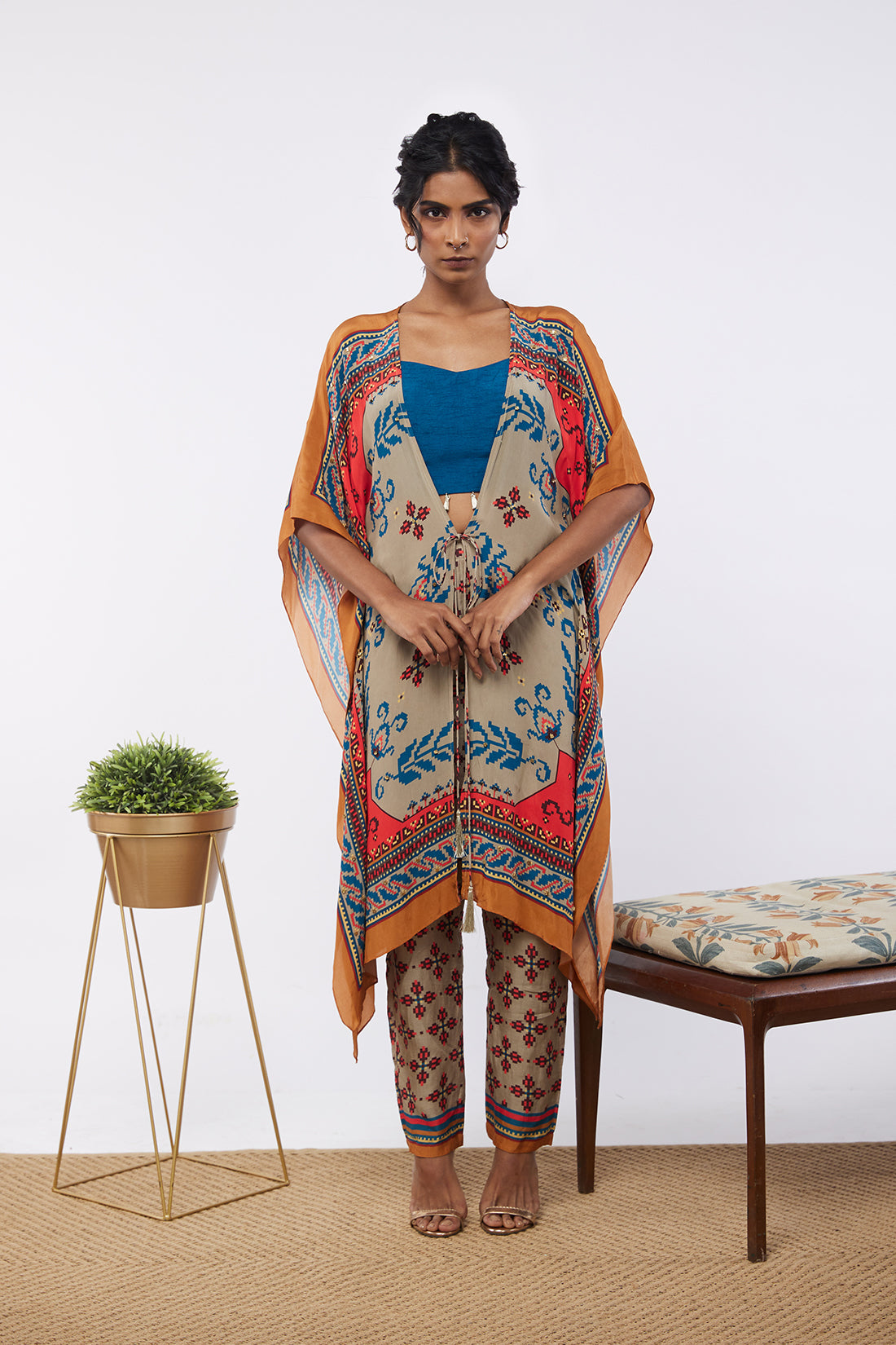 Elements Printed Co-Ord Set With Kaftan Jacket