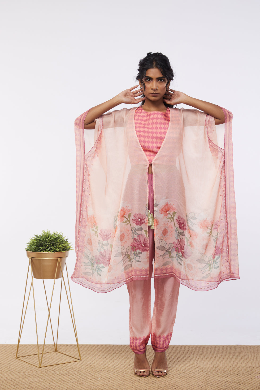 Blooming Bud Printed Co-Ord Set With Kaftan Jacket