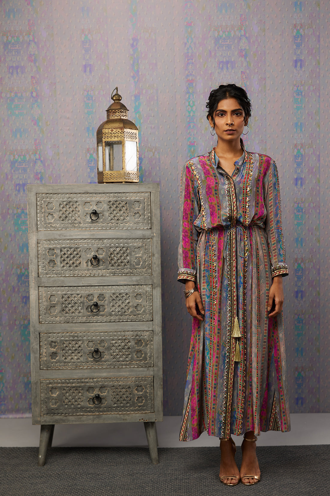 Ikaya Embroidered Dress With Tie-Up