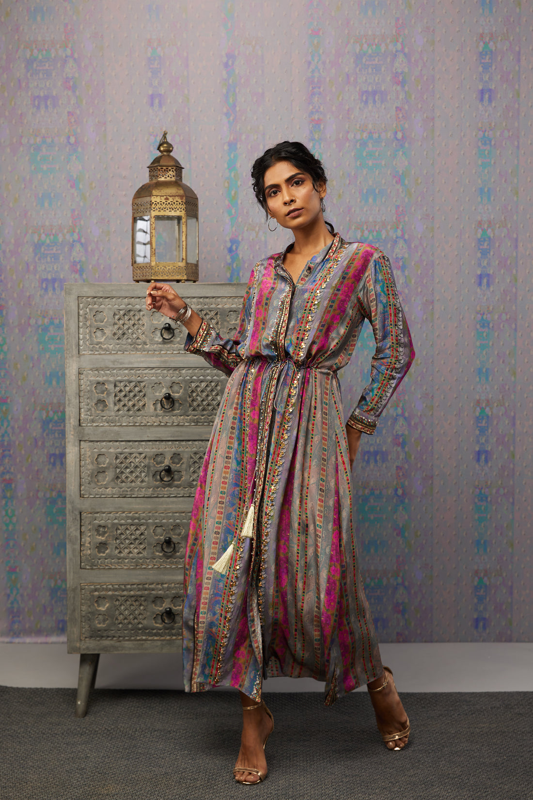 Ikaya Embroidered Dress With Tie-Up