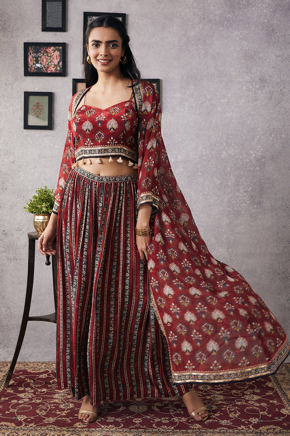 Sarouk embroidered co-ord Set with jacket