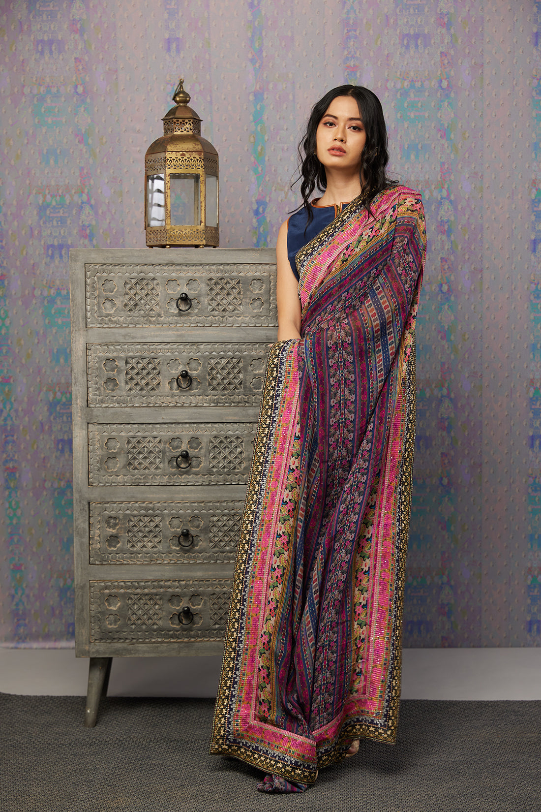 Ikaya Printed Pre-Stiched Saree With Blouse