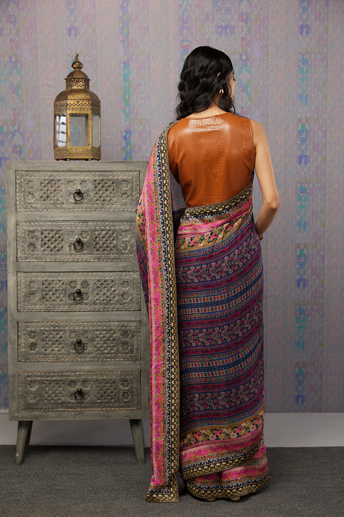 Ikaya Printed Pre-Stiched Saree With Blouse