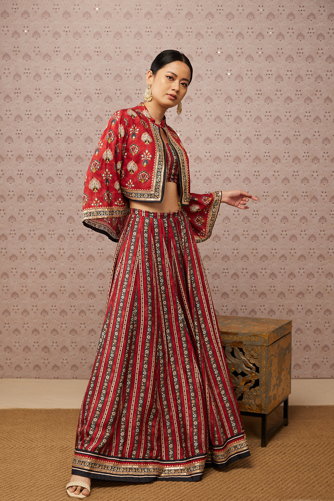 Sarouk Embroidered Lehenga Set With Jacket