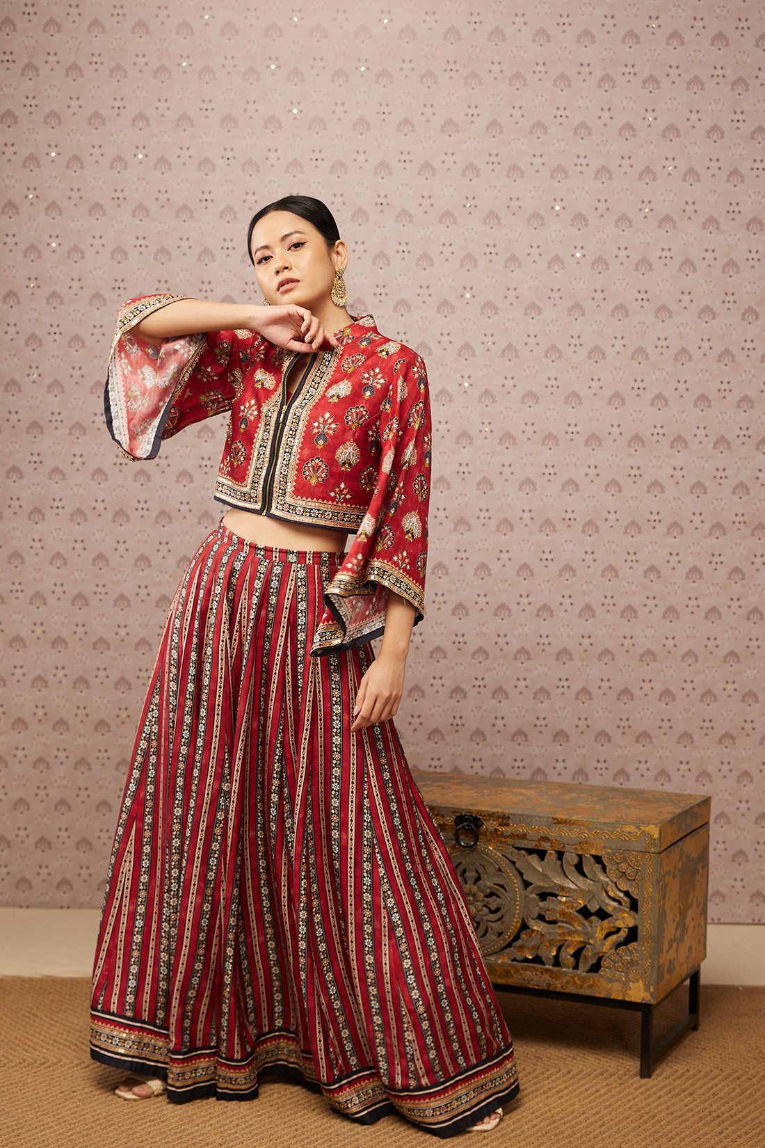 Sarouk Embroidered Lehenga Set With Jacket