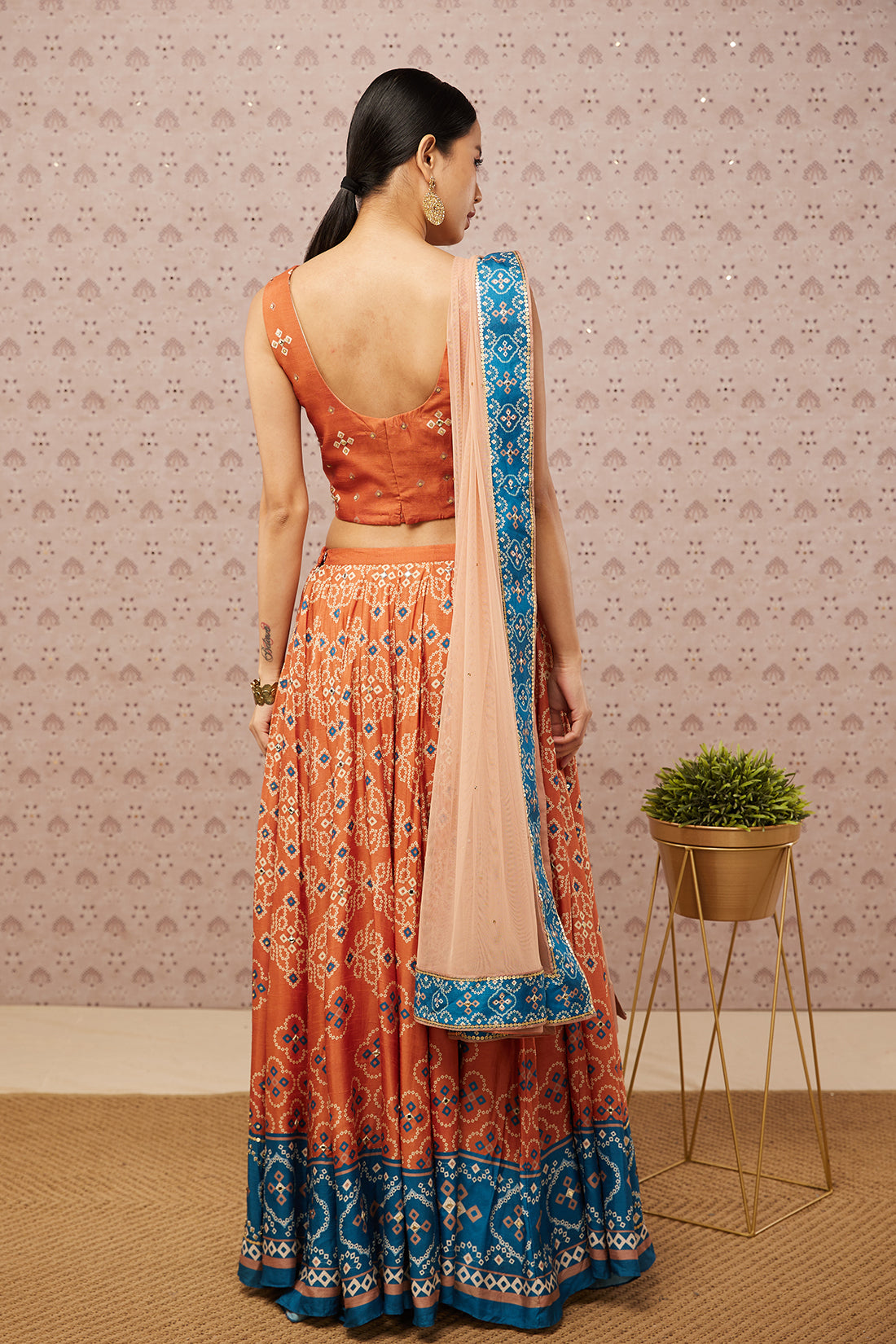 Bandhej Printed Lehenga Set With Dupatta