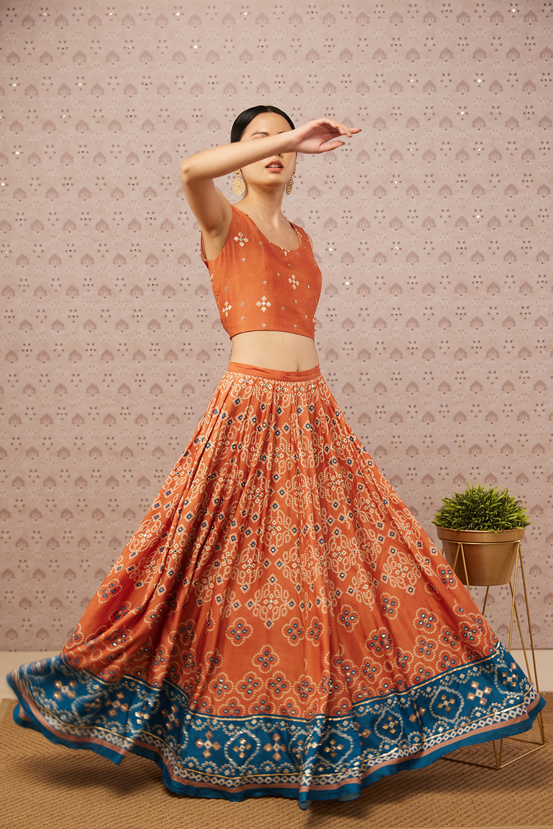 Bandhej Printed Lehenga Set With Dupatta