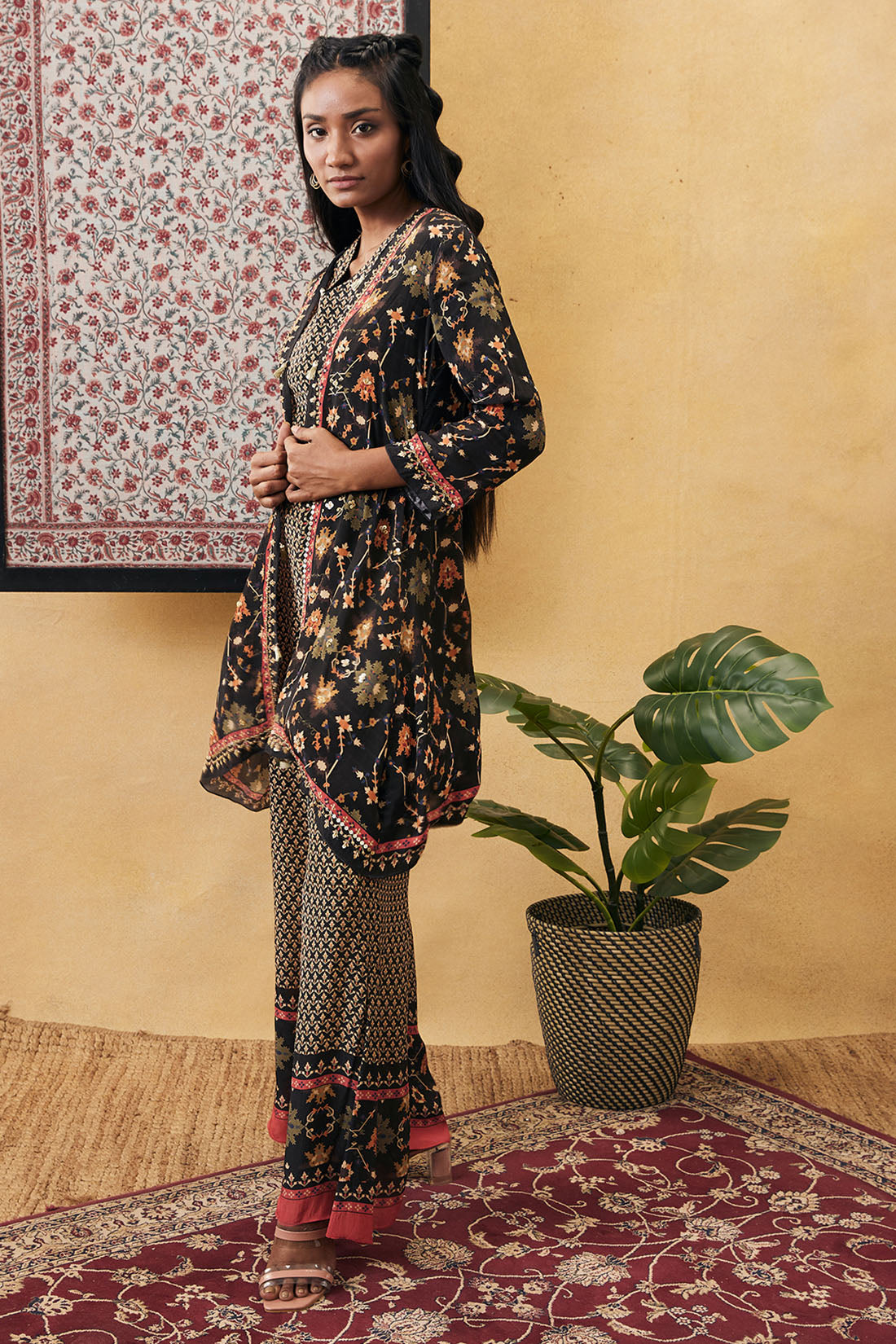 Zahra embroidered co-ord set with jacket