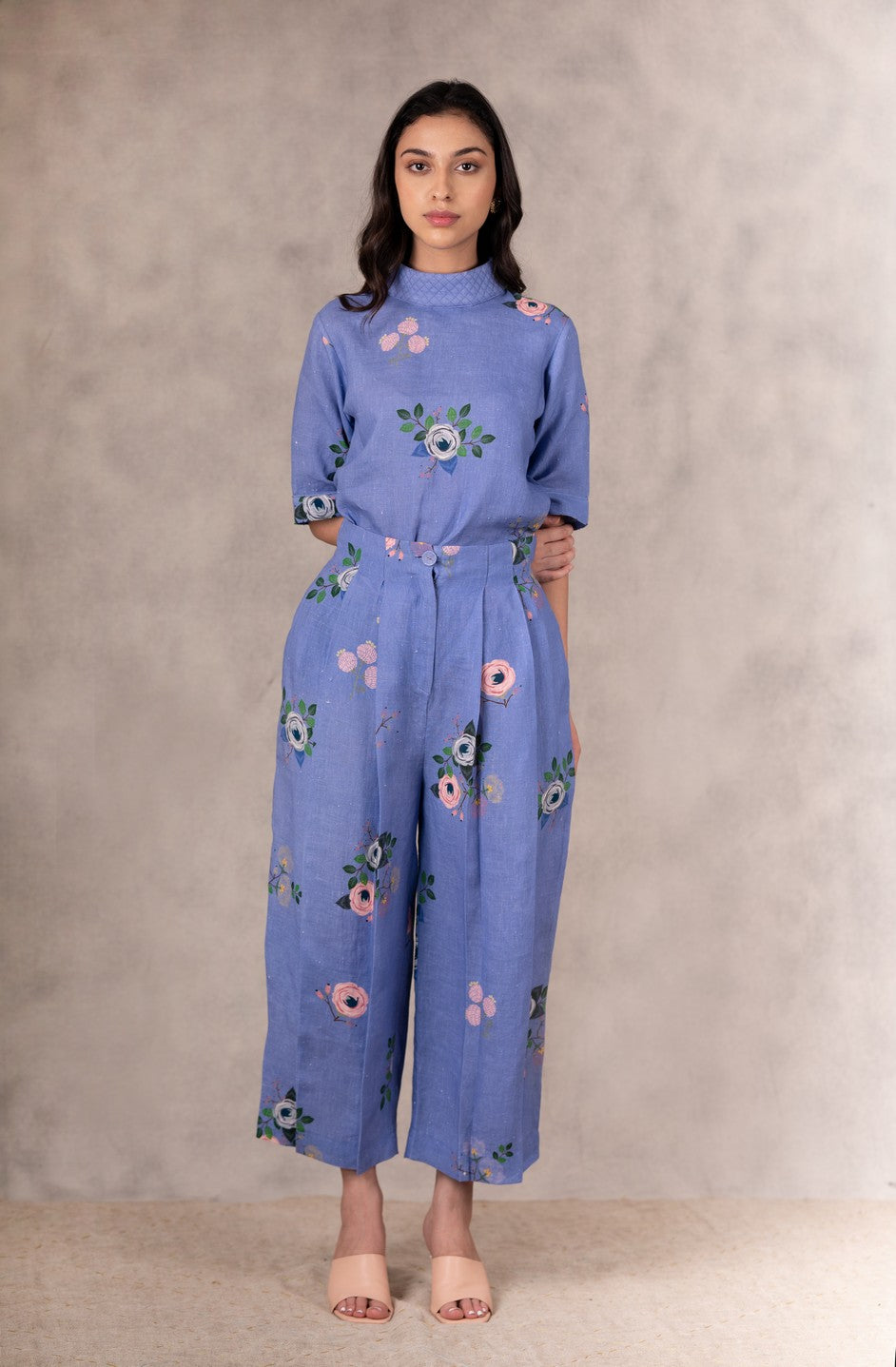 TWILIGHT EDEN PRINT CULOTTES IN LINEN