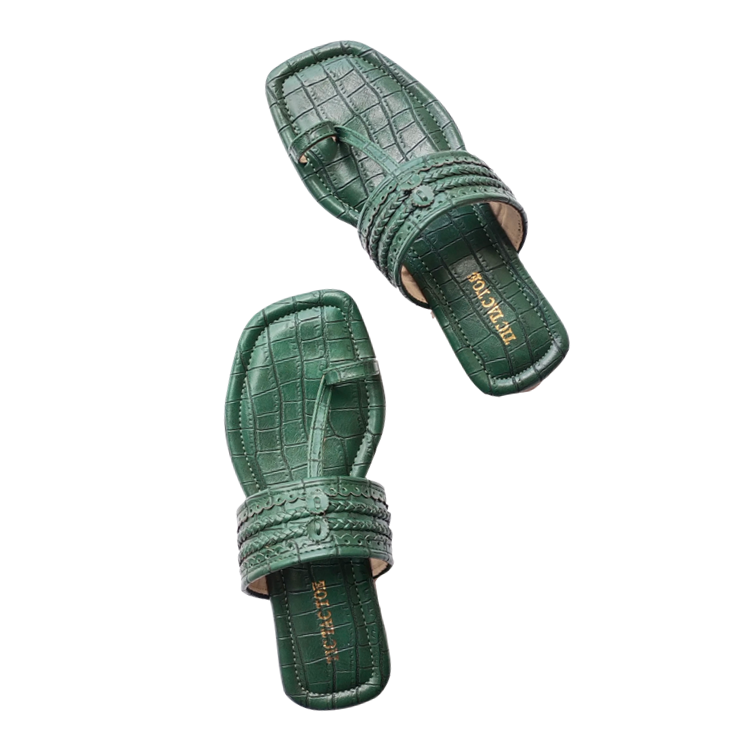 Green Seher Kolhapuri Footwear