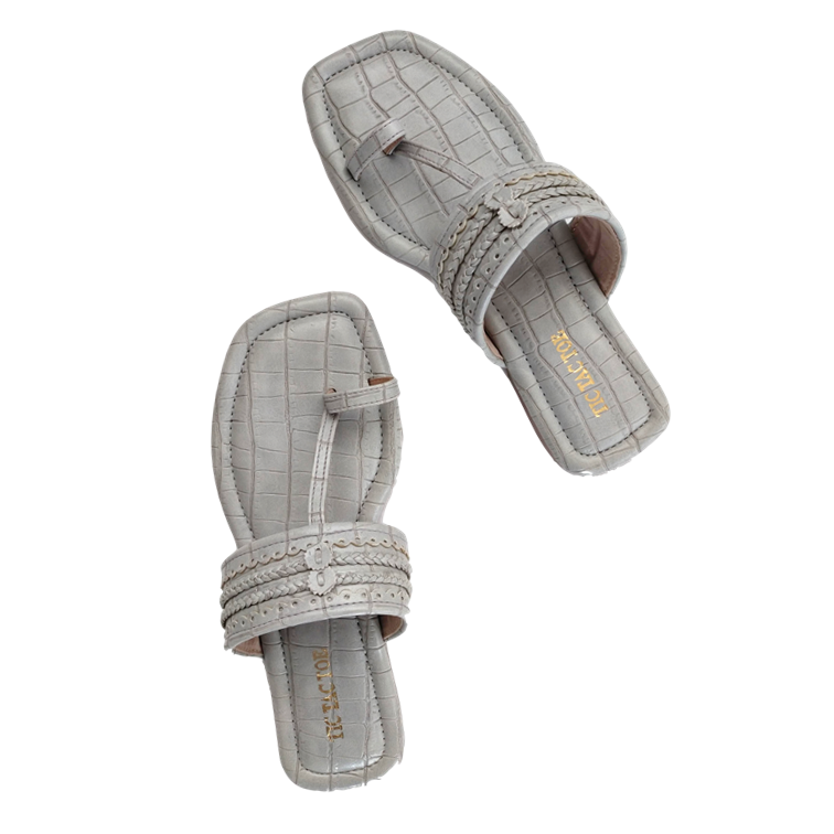 Light Grey Seher Kolhapuri Footwear