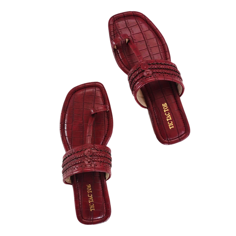 Maroon Seher Kolhapuri Footwear