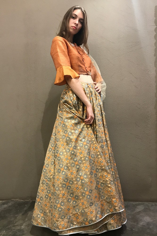 ikat printed lehenga