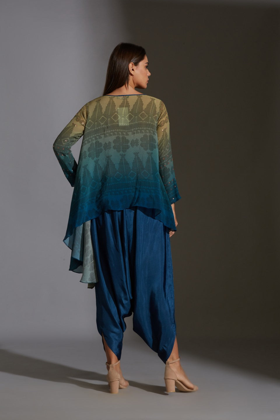 Printed top with dhoti pants