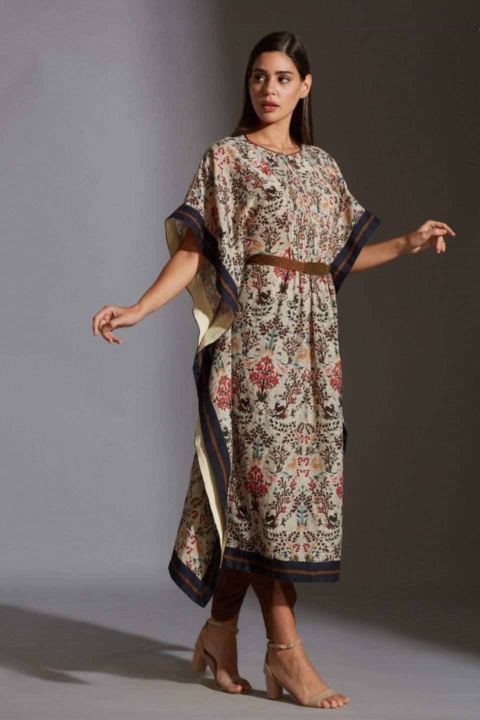 kaftaan top paired with dhoti printed pants