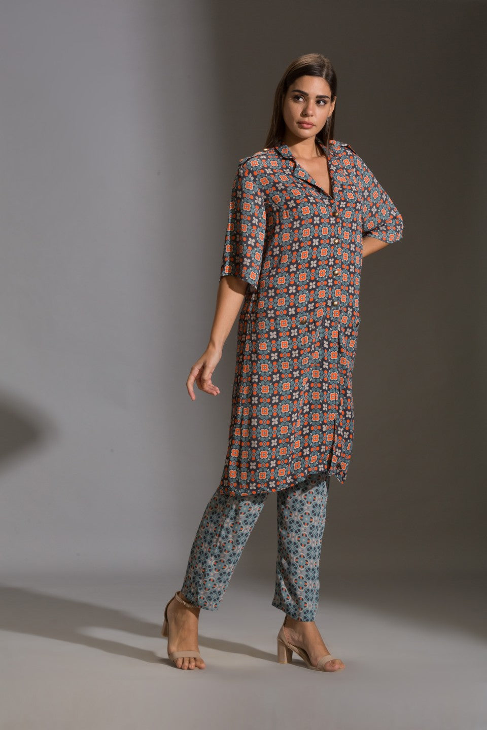 Printed kurta with printed narrow pants