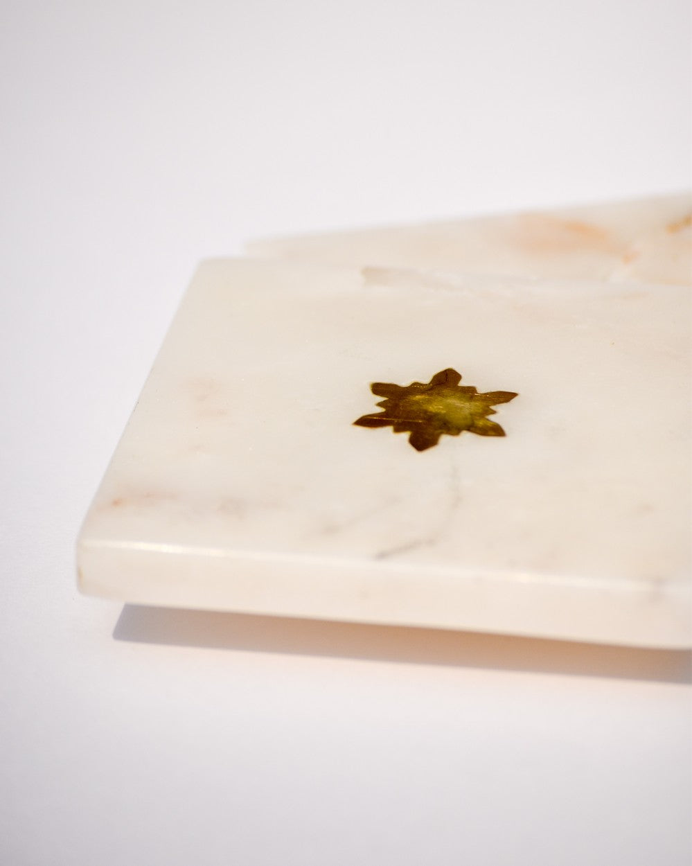 White and Gold square marble coasters