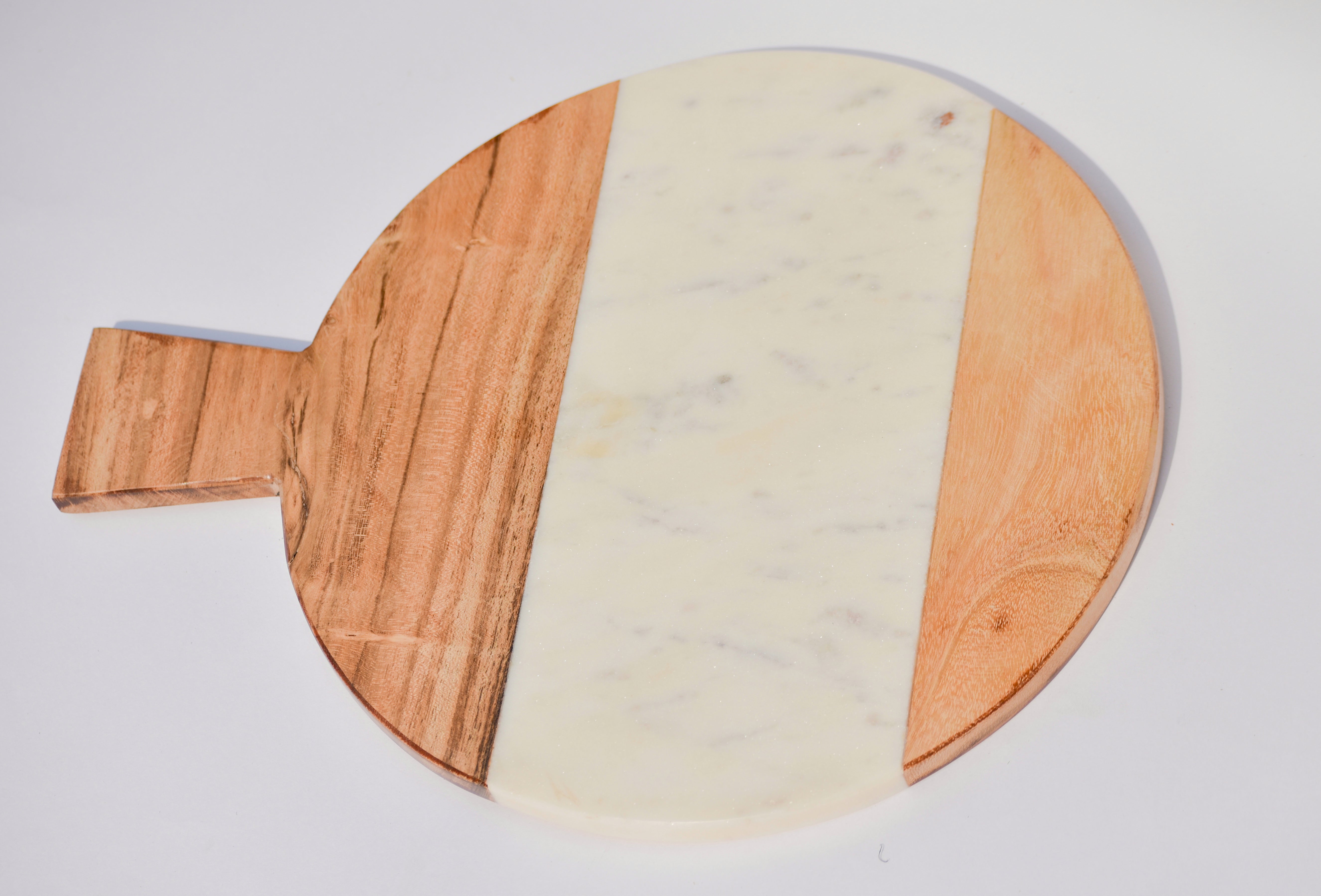 Marble and wood round platter