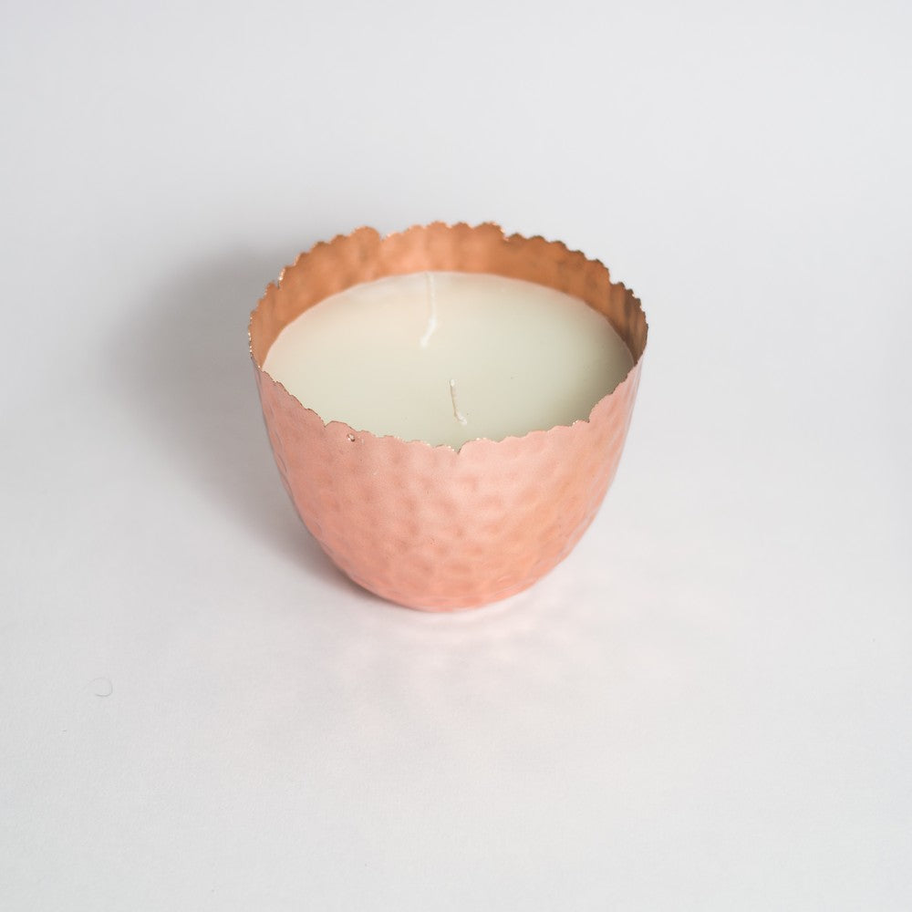 Jasmine scented rosegold metal candle