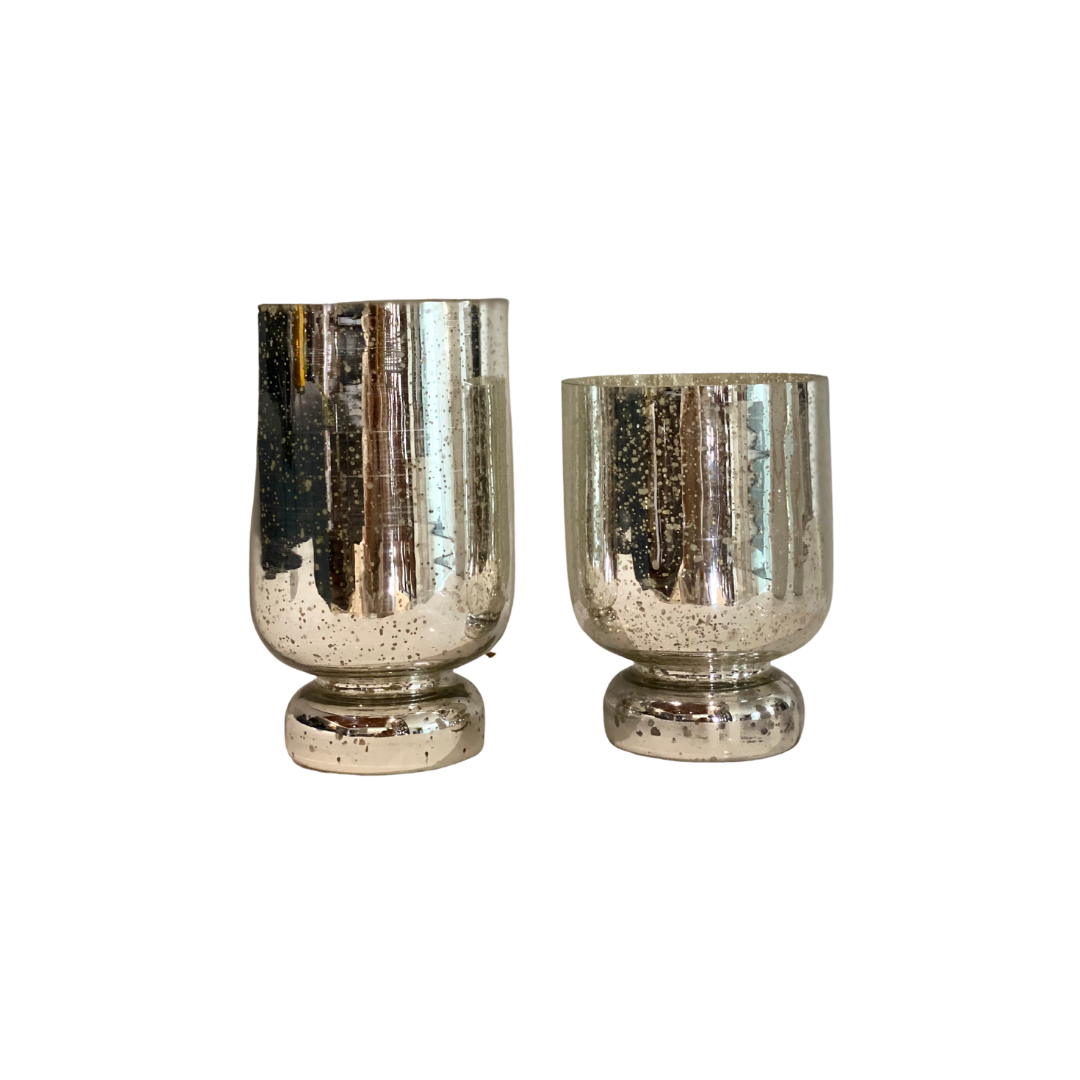 Vintage style antique silver vases.