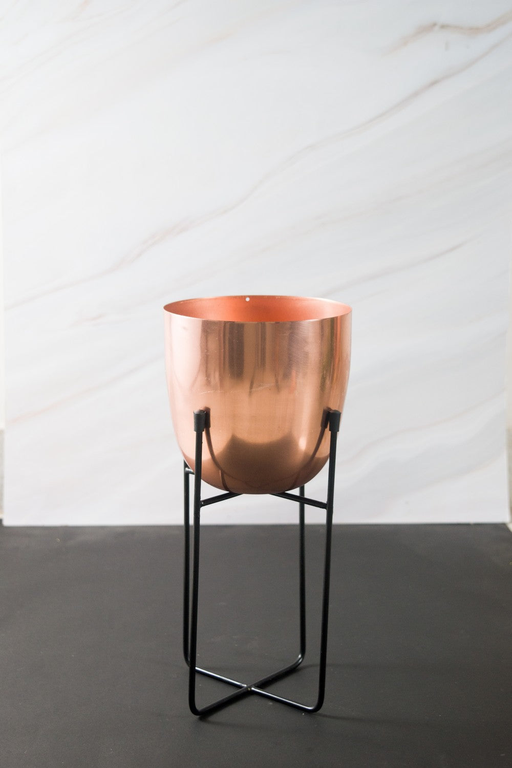 Rose gold metal planter