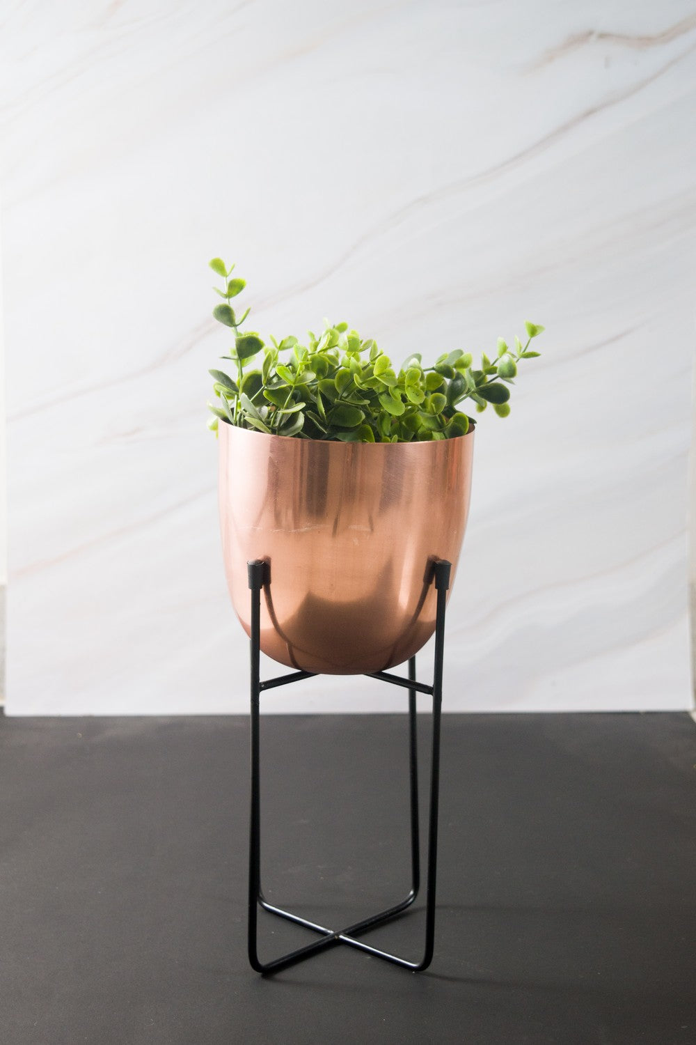 Rose gold metal planter