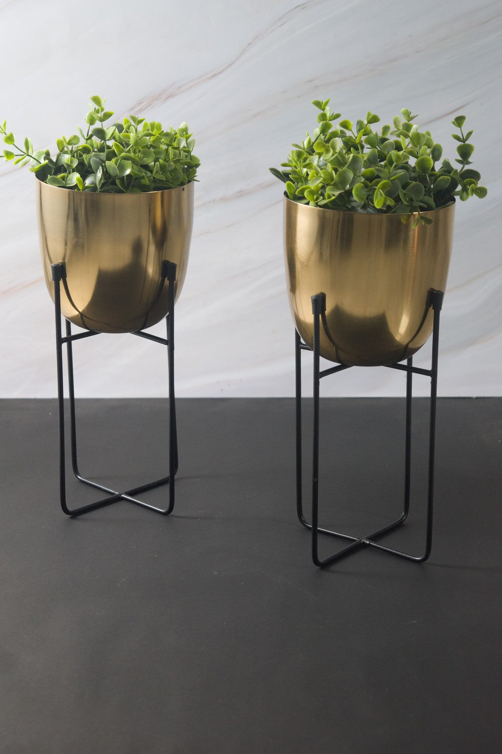 Gold metal planter