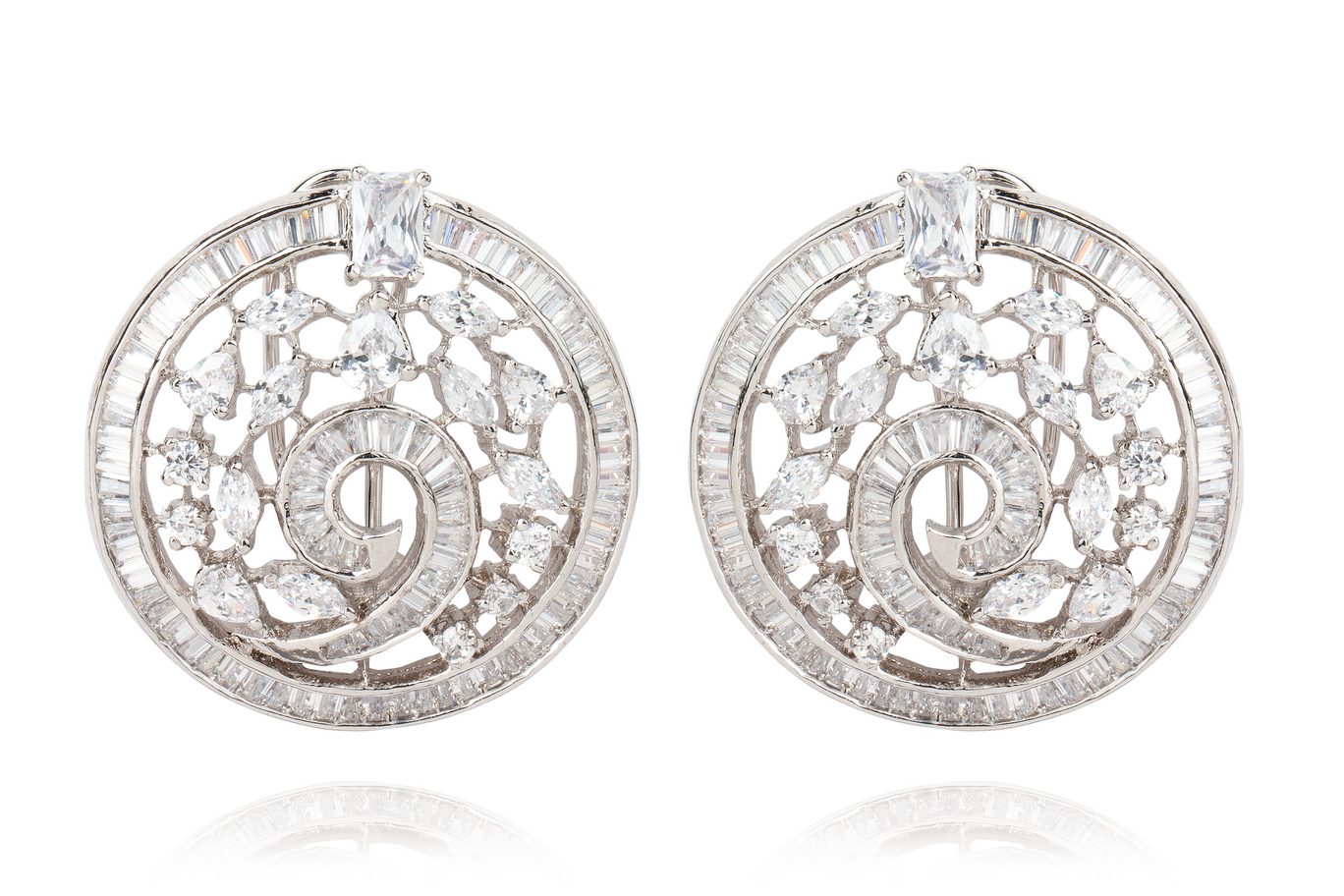 Classic white faux diamond earring tops