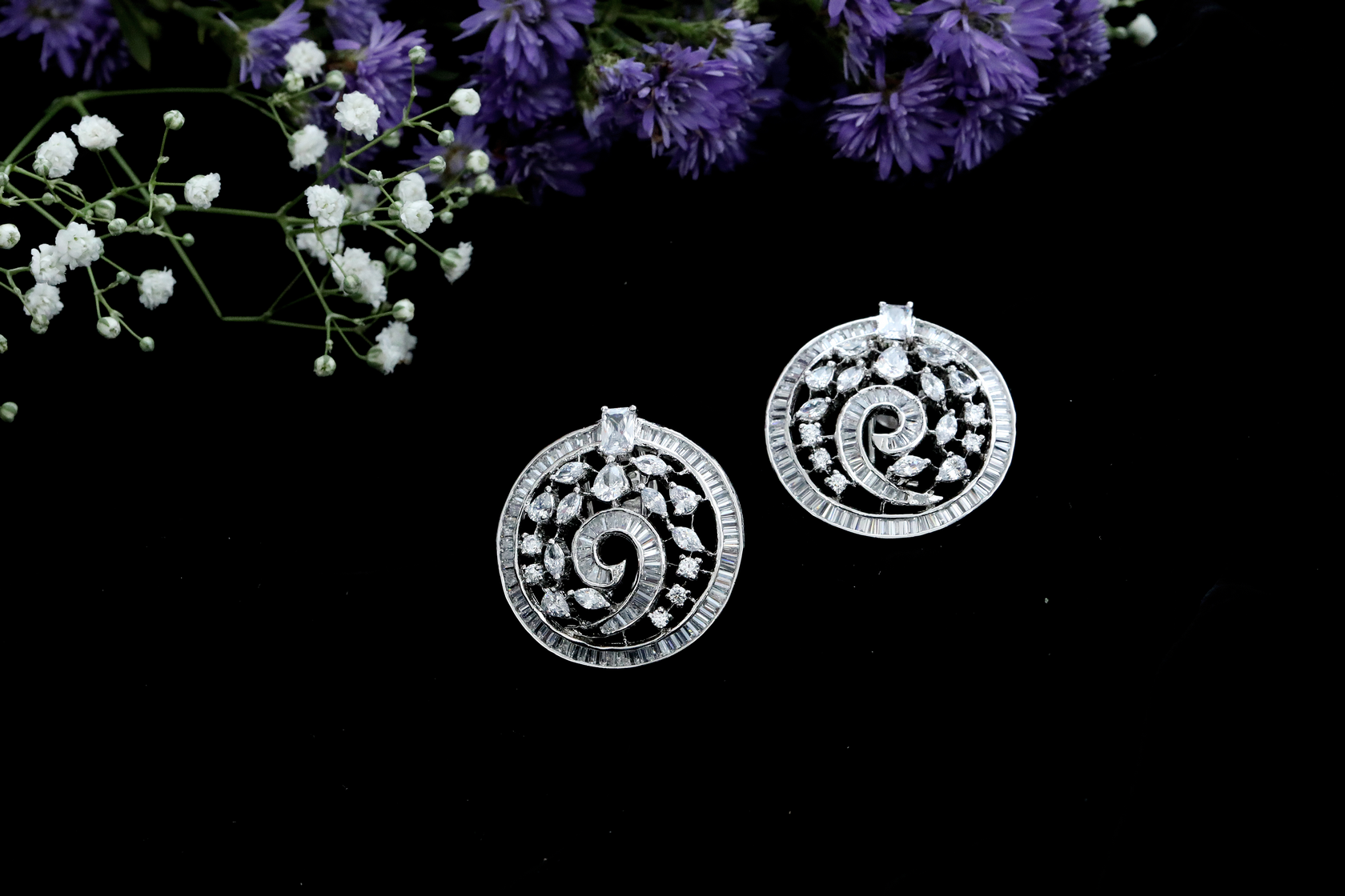 Classic white faux diamond earring tops