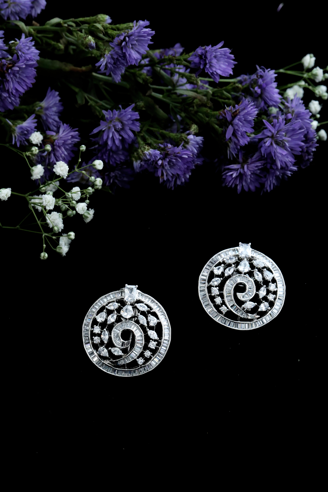 Classic white faux diamond earring tops