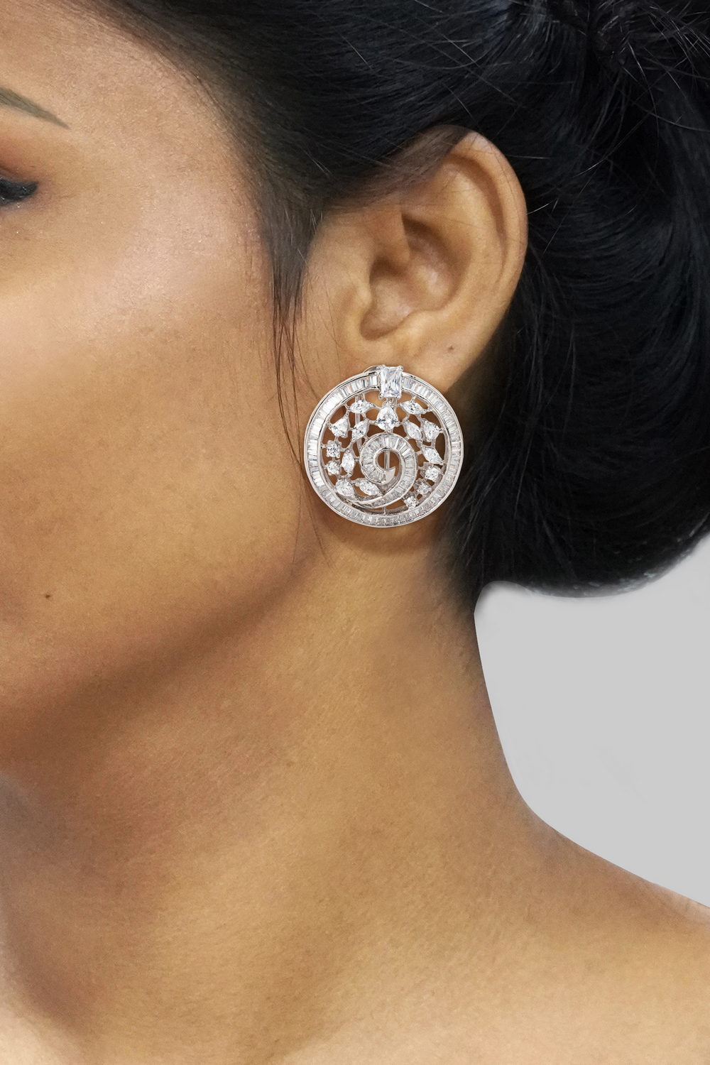 Classic white faux diamond earring tops