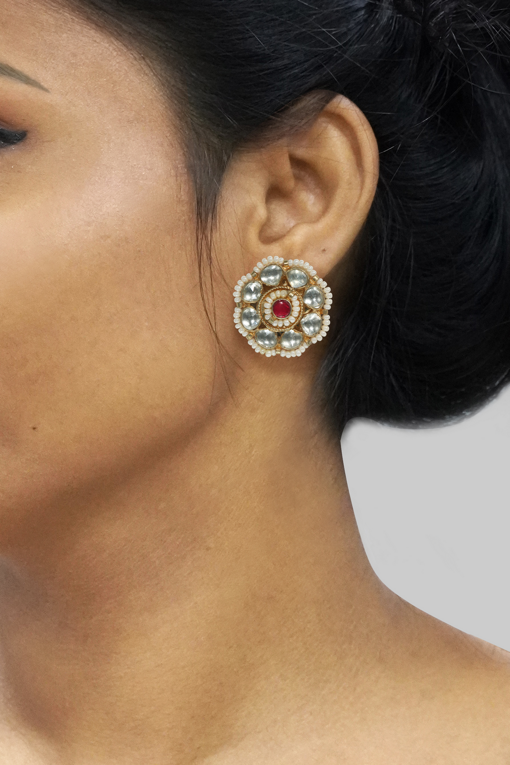 Chic and casual pachi kundan ear tops