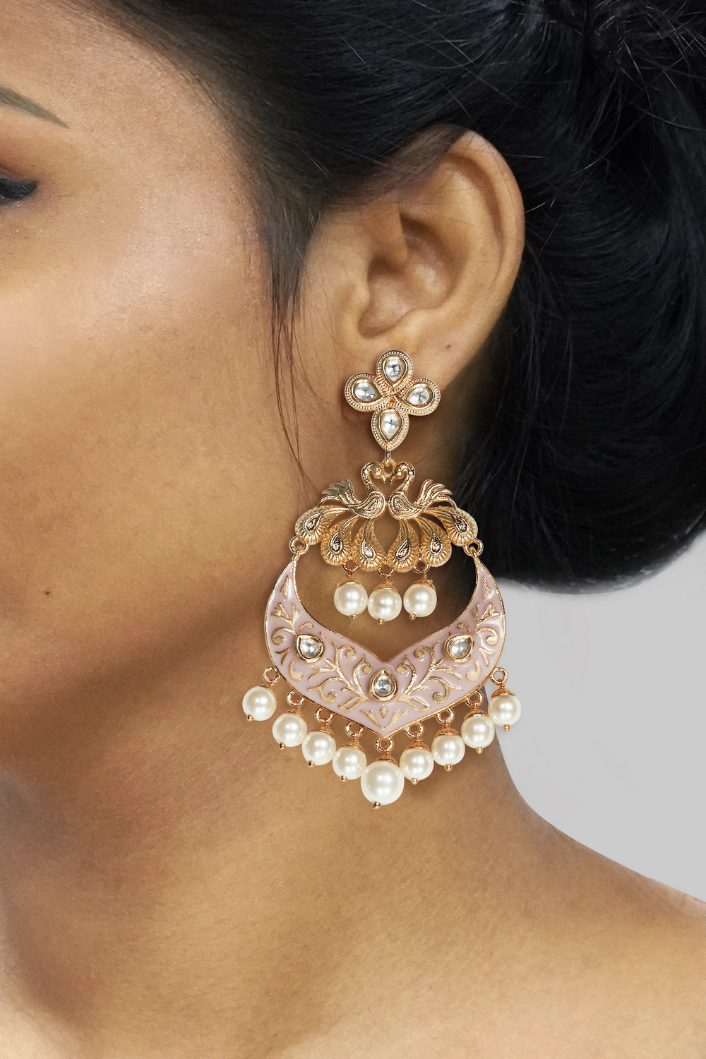 Carved meenakari earrings