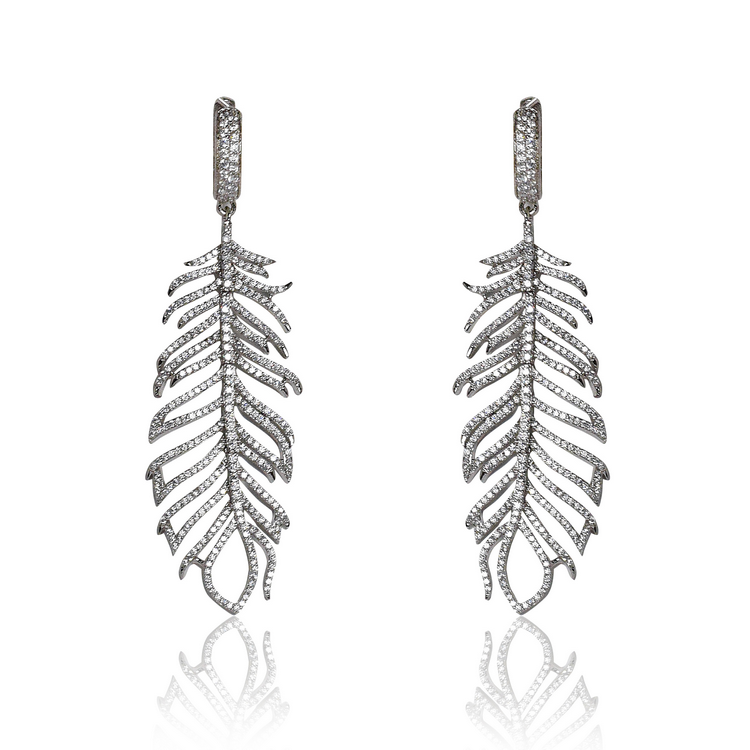 DIAMOND FEATHER EARRINGS