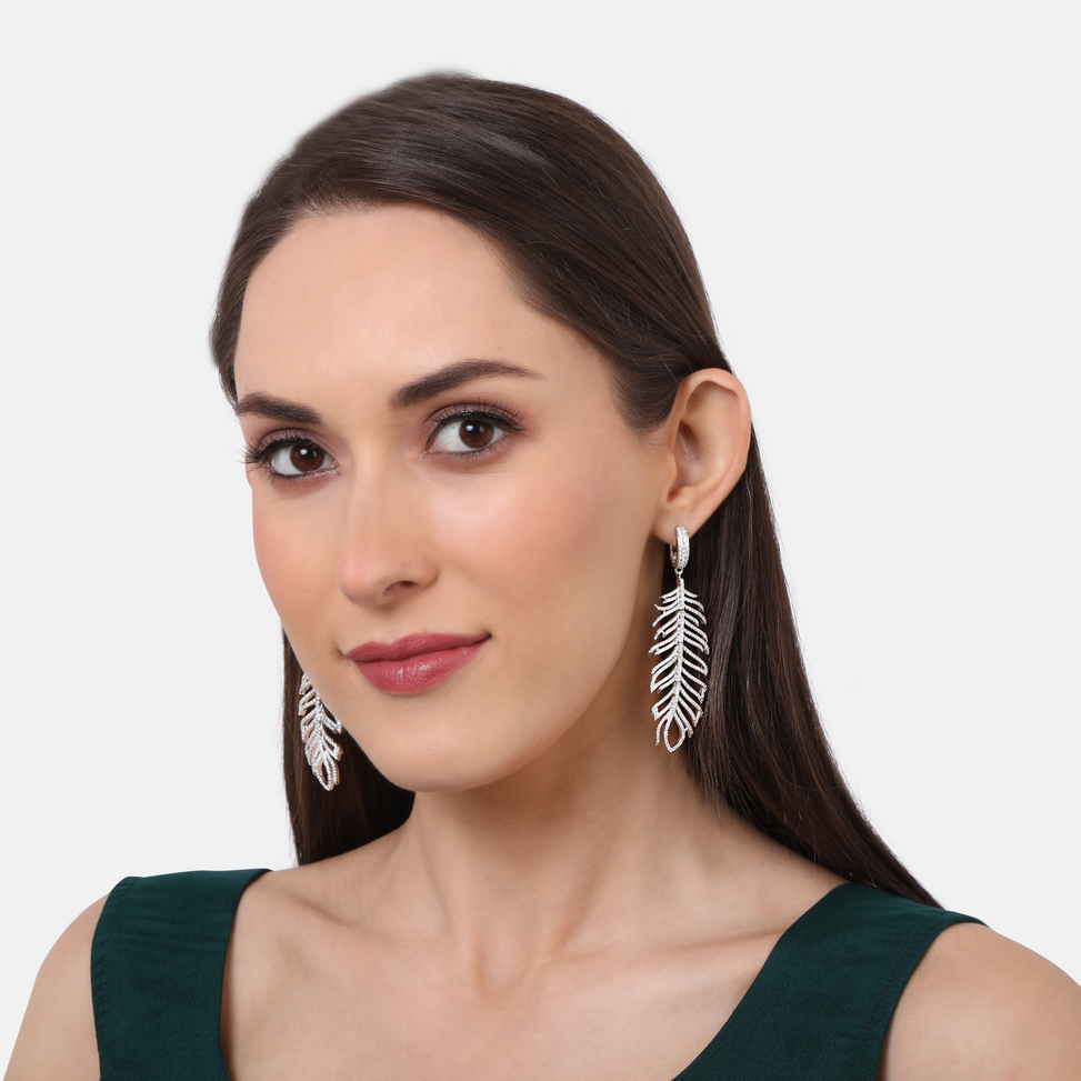 DIAMOND FEATHER EARRINGS