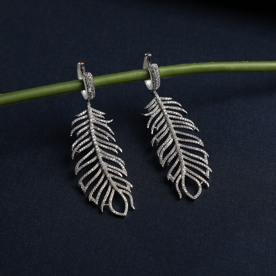 DIAMOND FEATHER EARRINGS