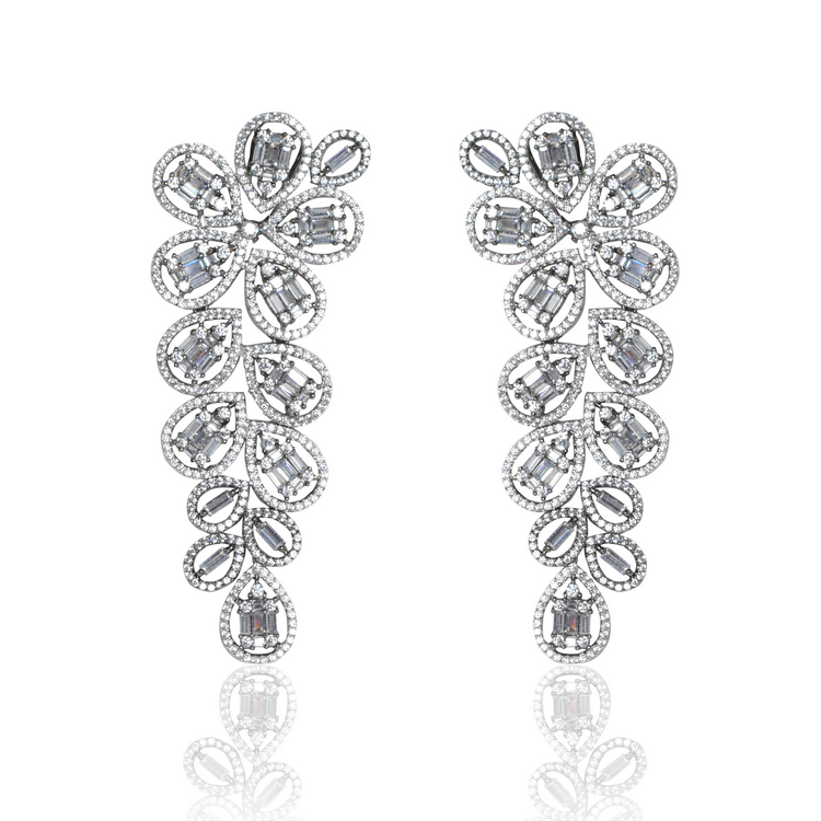 Dancing pears antique look diamond earrings