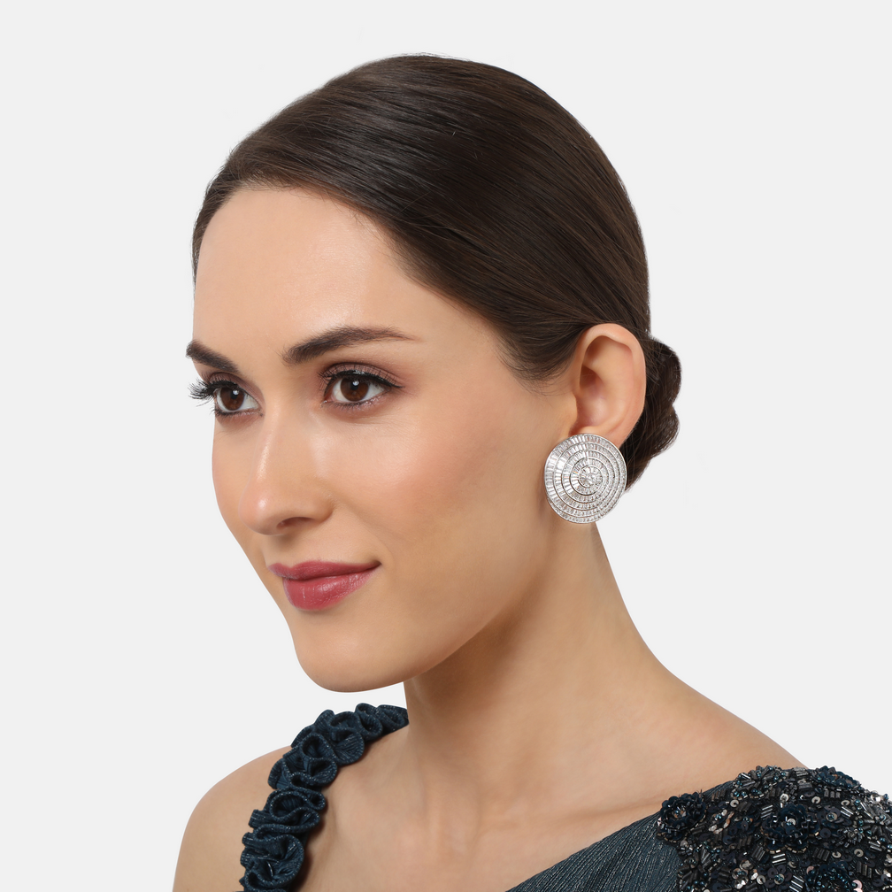 Round oversized diamond eartops